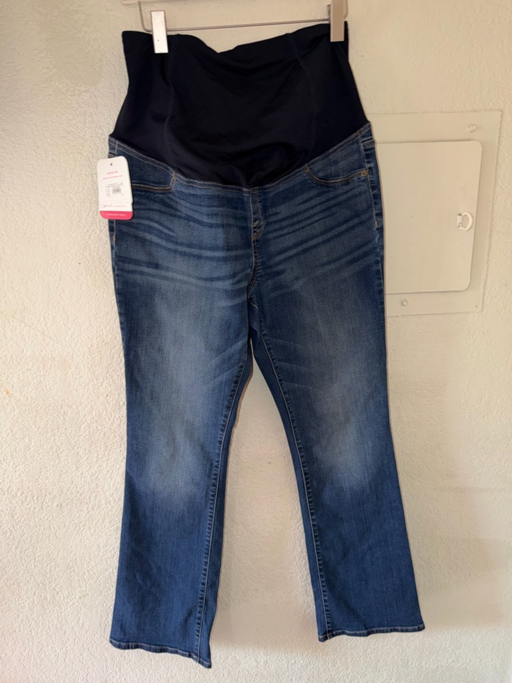 Maternity Blue Denim Jeans with Black Stretch Panel
